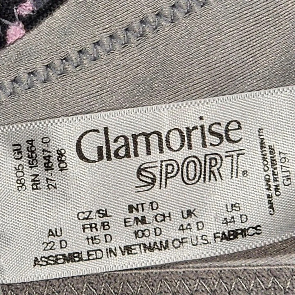 Glamorise‎ Sport Bra 44D Full Figure No Bounce Camisole Wirefree 1066 Gray
